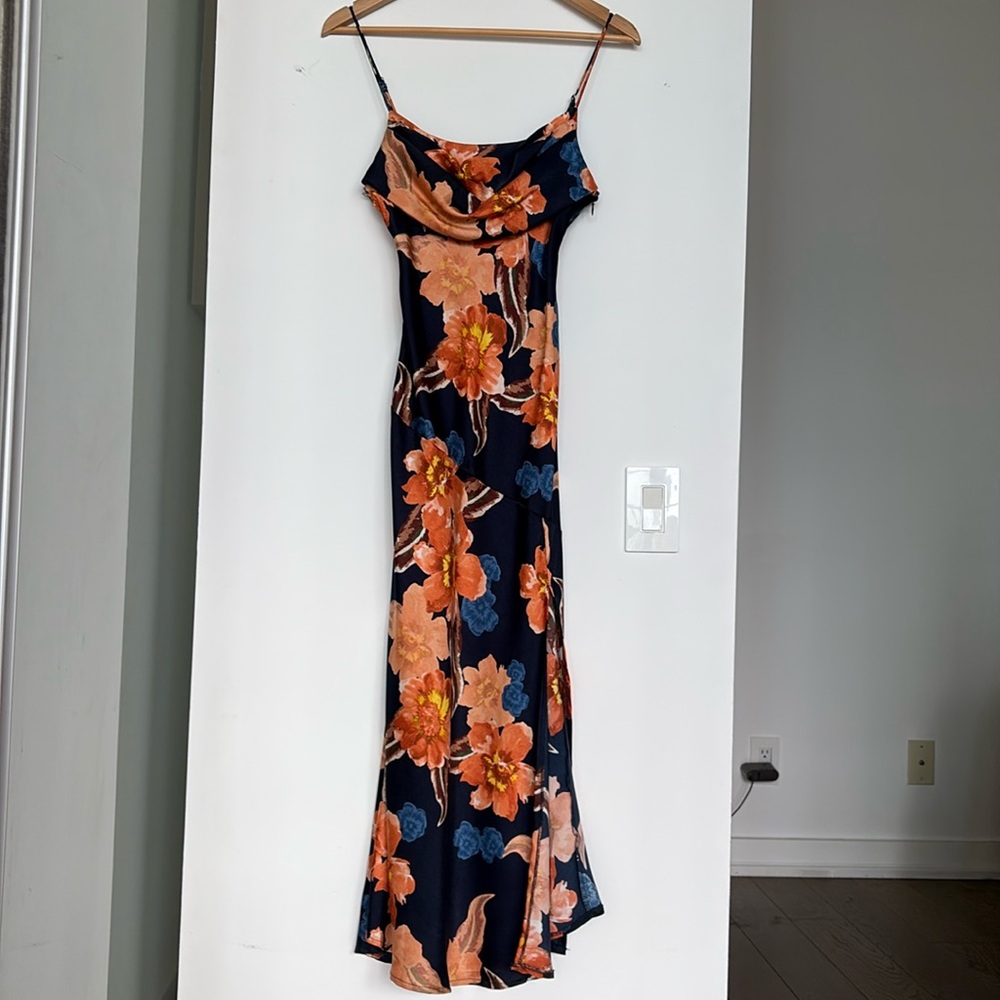 Navy floral slip dress